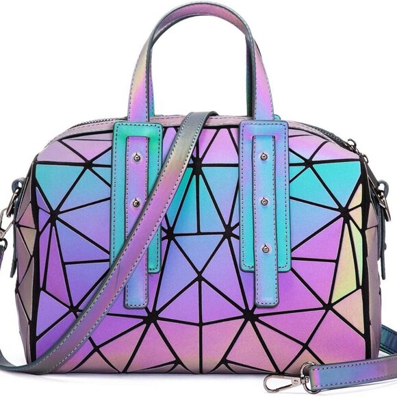 Geometric Luminous Purses Handbags Holographic Crossbody Shoulder Bag - Picture 1 of 9